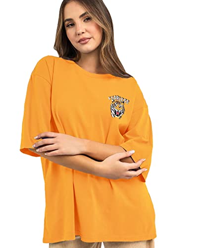 Image of LEOTUDE Cottonblend Oversized Half Sleeve Colorful Printed Combo T-Shirts for Women (Pack of 2)
