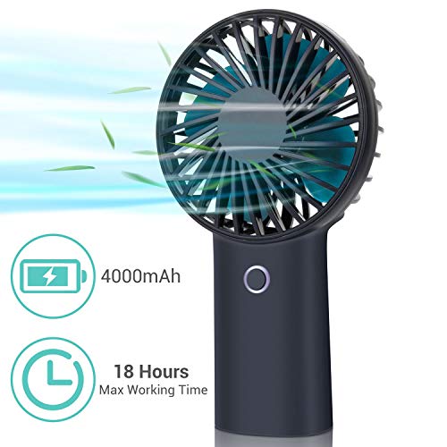 COMLIFE 4000mAh Mini USB Hand held Fan, Portable Battery Operated Small Fan with 3 Speeds,5-20 Hrs, Rechargeable, Strong Airflow, Whisper Quiet, Fast Charge Personal Desk Fan for Travel and Camping