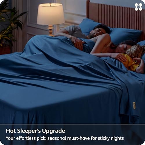 Image of Bedsure Full Size Bed Sheets, Cooling Sheets, Rayon Derived from Bamboo, PureWoven, Breathable & Soft, Deep Pocket Up to 16 Inches, Hotel Luxury Silky Bedding for Hot Sleepers, Teal