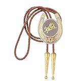 GelConnie String Ties for Men Horseshoe Shaped Pendant Bolo Ties Rodeo Cowboy Leather Necktie Bull Rider Figure Vintage Style