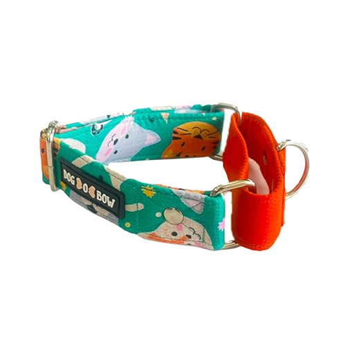 Image of Dog-O-Bow Teal Animal Print Martingale Dog Collar, Durable, Comfortable & Adjustable Training Collar (Medium)