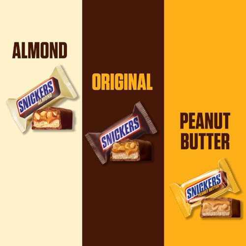 SNICKERS Original, Peanut Butter & Almond Fun Size Milk Chocolate Candy Bars Variety Assortment, Party Size