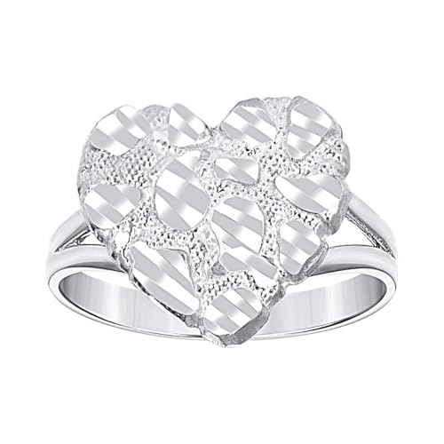Bague argent 925 cœur anti-ternissement : un anneau large confortable en taille 7