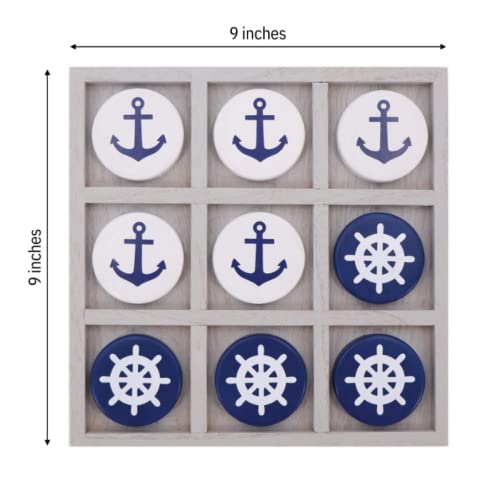Juego de mesa Tic Tac Toe de madera temática náutica miniatura 4