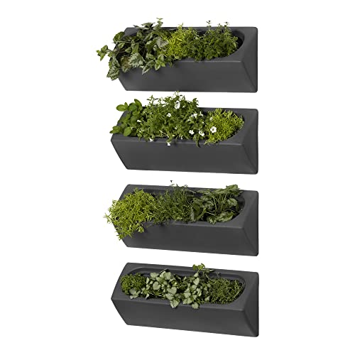 South Shore Dalya Outdoor Wall Planter – Set Of 4 Dark Gray, Scandinavian #TOP1