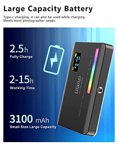 Ulanzi Vl120 Rgb Video Light, Pocket Led On-Camera Video Lights, Built-In 3100Mah Rechargeable Battery, 360 Full Color 20 Light Effects, Cri≥95 2500-9000K Led Panels For Photography Vlogging #TOP6