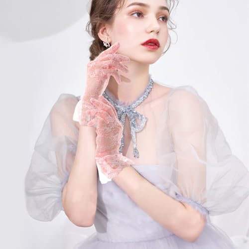 QPIXVB Lace Gloves - Women's Tea Party & Bridal Wedding Gloves4