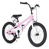 Royalbaby RB18B-6P BMX Freestyle Kids Bike, Boy's Bikes and Girl's Bikes with training wheels, Gifts for children, 18 inch wheels, Pink