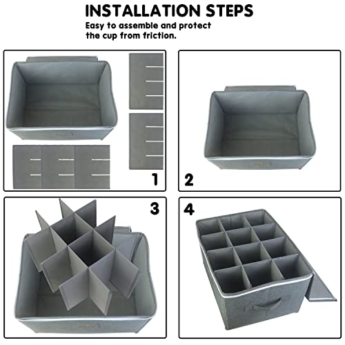 Boczif Wine Glass Storage Cases, Stemware Storage Chest Boxes With Dividers, Glassware Storage Containers Holds 12 Red Or White Wine Glasses, Champagne Flutes, Crystal, Drinkware With Label Window #TOP5