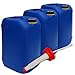 Lot de 3 bidons Plastique 25 L Bleu, Alimentaire + 1 Bec verseur Flexible DIN 61 (22248x3+22020)