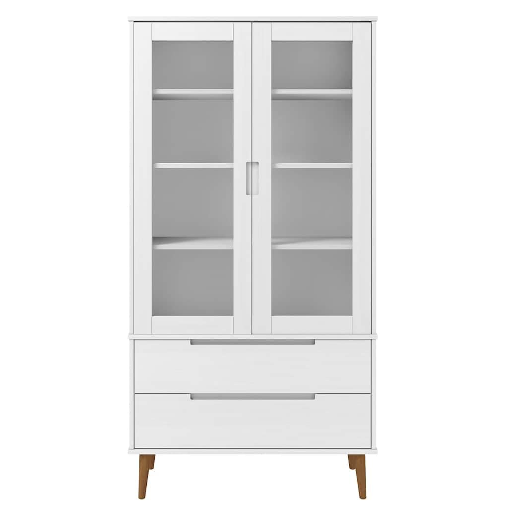 vidaXL Vitrina Estantería Almacenamiento Compartimentos Puertas Cajones Armario Aparador Sala de Estar Hogar Madera Maciza de Pino Blanco