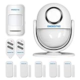 BIBENE WP7 2.4Ghz WIFI Alarm System Wireless with APP Push Notification, Alexa Linked Home Security Automation DIY Alarm Set with 5 Door Contacts 0-255s Delay Arm, No Monthly Fee, Expandable 8 Sensors
