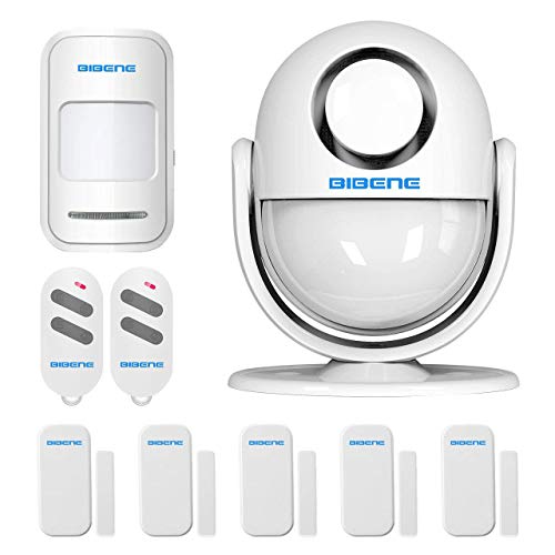 BIBENE WP7 2.4Ghz WIFI Alarm System Wireless with APP Push Notification, Alexa Linked Home Security Automation DIY Alarm Set with 5 Door Contacts 0-255s Delay Arm, No Monthly Fee, Expandable 8 Sensors