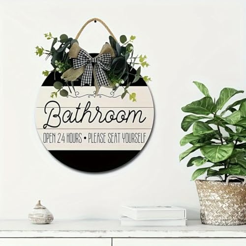 Panneau bienvenue suspendu en bois artisanal de salle de bain de prestige