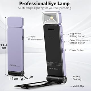 maxtachi Luce per Lettura Libri a Letto, Ricaricabile USB con 3 Colori e 3 Luminosità Regolabili, Proteggere gli Occhi, Flessibile per Amanti dei Libri