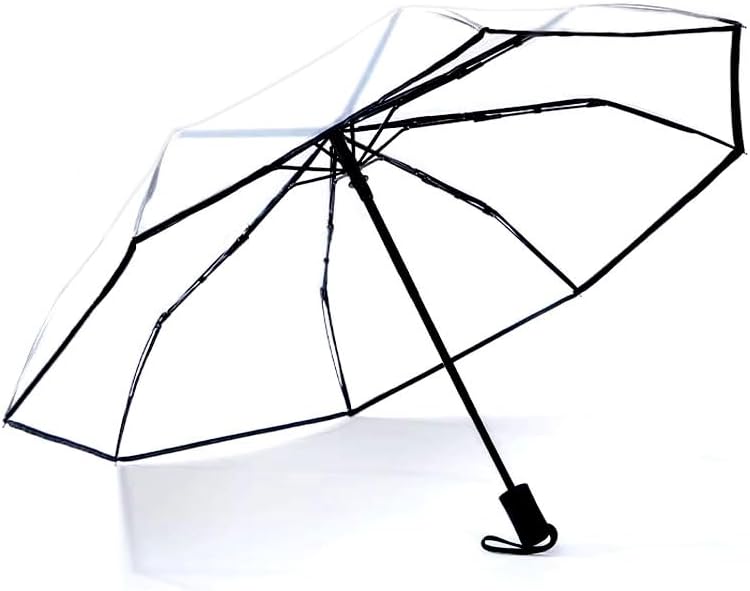 Clear Transparent Umbrella, Auto Open Clear Umbrella for Rain Wedding Adult-black