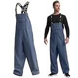 NAVIS MARINE Men's Waterproof Workwear Bib Overalls - Heavy Duty Stretchable Rain Bibs for Fishing & Outdoor Work(Navy,X-Large)