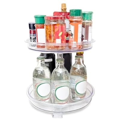 2 Tier Lazy Susan Organizer,9.7 Inch Lazy Susan...