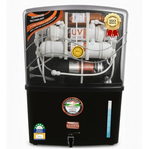 Image of Aqua X Pure New Black Advance Grand Plus Water Purifier|RO+UV+UF+Copper With Zinc+HTDS Membrane | 10 Stage Ultra Purification|35x Impurity Removal vs Local Purifiers|1 Year Warranty*.