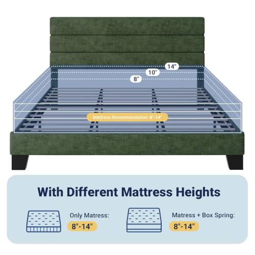Image of Allewie Cal King Size Platform Bed Frame with Fabric Upholstered Headboard