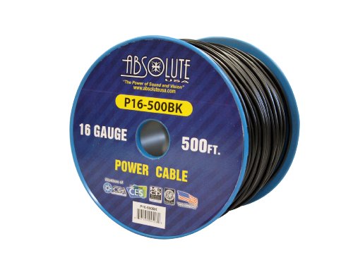 Absolute Usa P16-500Bk 16 Gauge 500-Feet Spool Primary Power Wire Cable (Black) #TOP1
