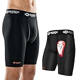 Shock Doctor Compression Shorts with Bio-Flex Athletic Cup, Moisture Wicking, Vented Protection, Youth Sizes Black