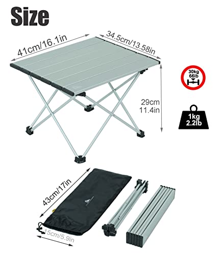Iclimb Ultralight Compact Camping Alu. Folding Table With Carry Bag, Two Size (Silver - S) #TOP2