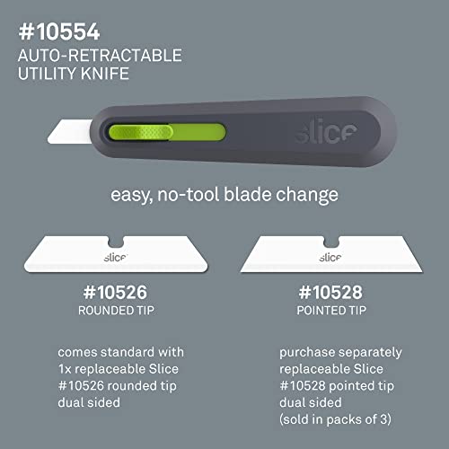 Image of Slice Auto-Retractable Utility Knife, Heavy Duty Box Cutter, Safe Ceramic Blade Lasting 11x Longer Than Metal, 2 Pack