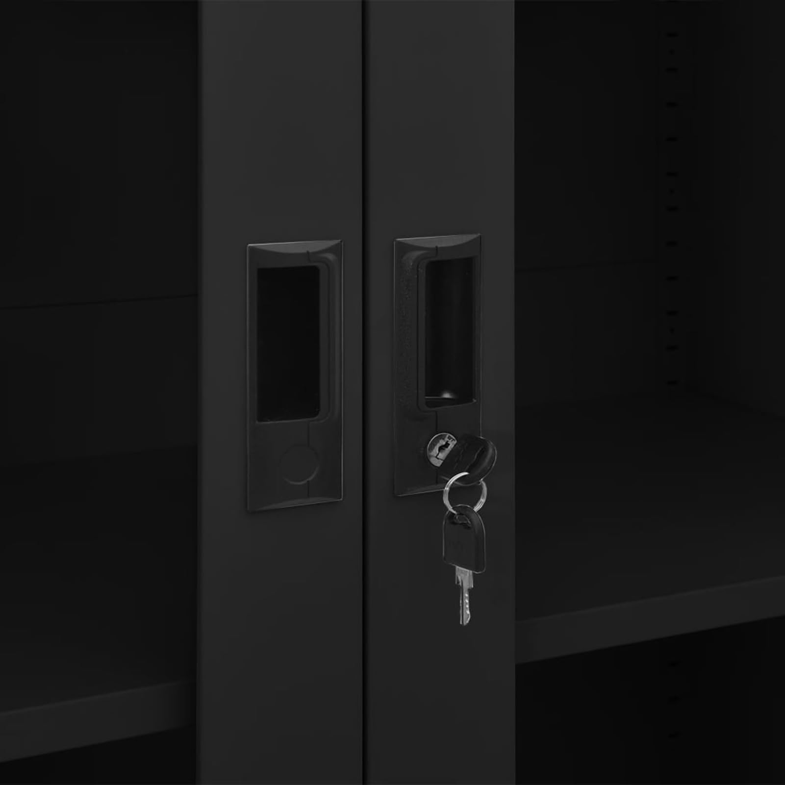 Gecheer Armadio per Ufficio Nero, Schedario Documenti con 3 Ripiani Regolabili, Ante in Vetro Temperato, Acciaio Resistente 90x40x180 cm, per Archivio e Organizzazione Ufficio