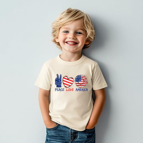 Independence Day 4th of July Shirt for Toddler Boys Girls Kids, USA Flag Red White Blue T-Shirt Tee 2-8T3