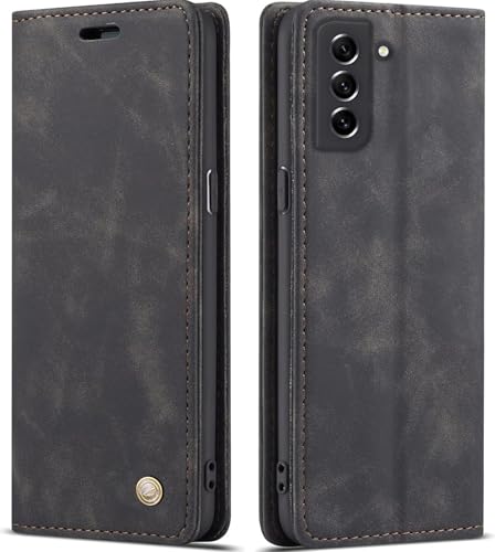 Image of ClickCase for Samsung Galaxy M42 5G Sheepskin Series Faux Soft Leather Wallet Flip Case Kick Stand with Magnetic Closure Lightweight Slim Flip Cover for Samsung Galaxy M42 5G (Greyish Black)