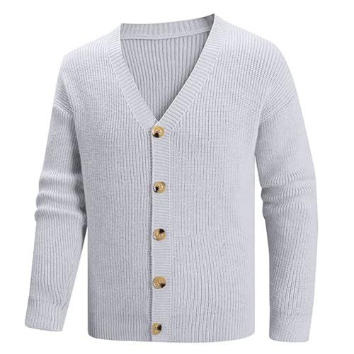 Cambkatl Men's Button Down V Neck Cardigan Sweaters Stylish Stretch Casual Long Sleeve Knitted Outerwear