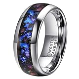 TUTISS 8mm Tungsten Rings for Men Women Orion Nebula Opal Galaxy Fragment Inlay Fashion Jewelry Engagement Wedding Promise Band Polished Shiny Comfort Fit Size 11