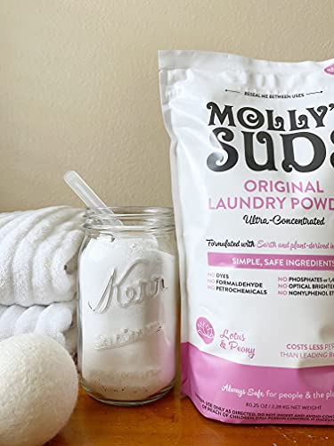 Molly's Suds Original Laundry Detergent Powder | Natural Laundry Detergent For Sensitive Skin | Earth-Derived Ingredients, Stain Fighting | Lotus & Peony Scented, 120 Loads #TOP6