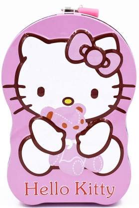 Fusine Cartoon Printed Money Piggy Bank with Lock & Key Coin Bank for Kids Girls & Boys Perfect Birthday Return Gift (Hello Kitty)