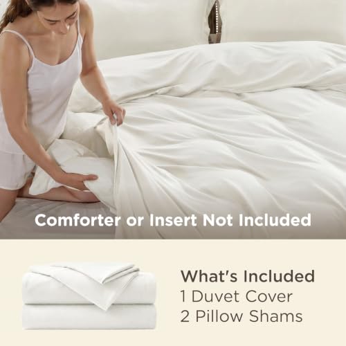 Image of Bedsure Duvet Cover Queen Size, Double Brushed Bedding Set, Cream White | For Kids & Adults, 90 inchx90 inch Comforter Cover, Hotel Luxury, All Season, Breathable, Easy Care, Lightweight, Zipper Closure