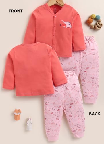 Image of LuvLap Baby Boys & Girls Regular Fit 100% Cotton Half Sleeves Jhabla & Shorts Set Pack of 2