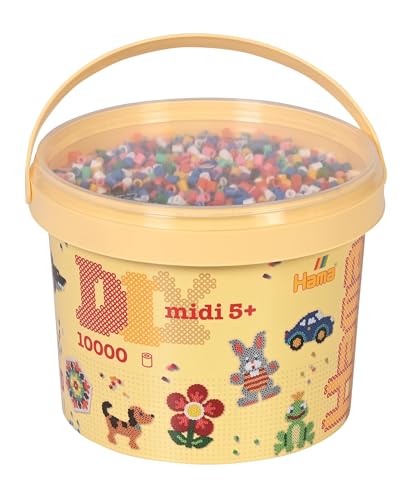 HAMA - seau de perles à repasser DIY | env. 10 000 perles midi | loisirs créatifs et mosaïques pour enfants dès 5 ans | jeu créatif et décoration artisanale | Colour Mix 00