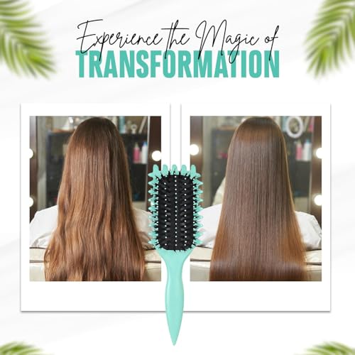 Image of Combelle 5-in-1 Curl Hair Brush | Vegan Boar Bristles | Bio-Based PLA Handle | Detangling, Defining & Frizz Control for Curly & Wavy Hair | For Men & Women - Multicolor