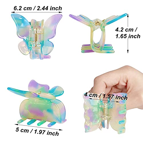 Butterfly Hair Clips, Tortoise Shell Cellulose Acetate Barrettes Claw Clips No-Slip Grip French Design Hair Jaw Clips Clamp Small Hair Accessories For Women Girls Ladies Fashion Ponytail Holders (3 Pack) #TOP5