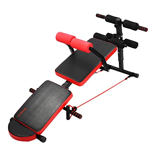 U'King Adjustable Sit-ups Bench - Foldable Workout AB Bench for Home Gym, Incline/Decline Perfect for Bench Press,Weight, Leg Lifts, Full Body Fitness red