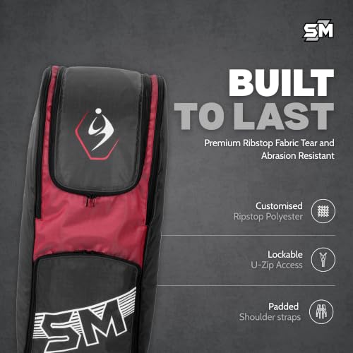 Image of SM Zenith Duffle Cricket Kit Bag | Cricket Bag | International Test Ergonomic Model | Shielded Dual Bat Casing | Extra Side Compartments | Tailor-Made Ripstop Fabric | Premium Cricket Bag