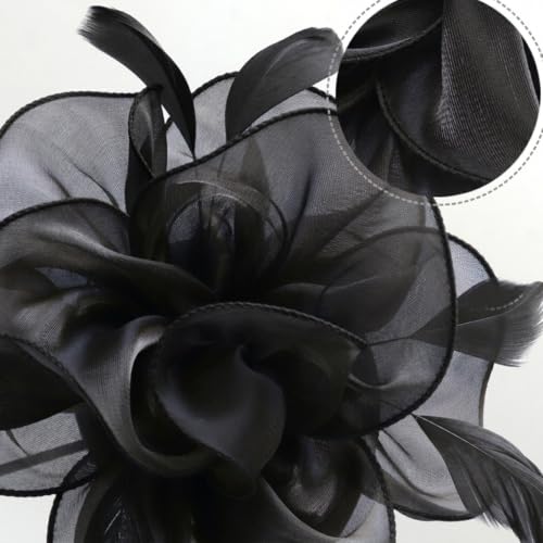 Image of DRESHOW Fascinators Hat Feather Headband Women's Fascinators Tea Party Headwear with Clip Flower Head Band for Girls & Women