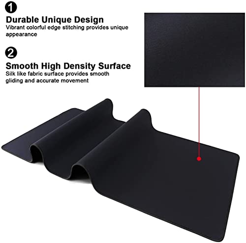 大型マウスパッド ゲーミングマウスパッド 大型 マウスパッド 大判 レーザー 光学式マウス対応 防水 滑り止め 水洗い 800*300*3mm『デスクワークの癒し OKB』 (ブラック)