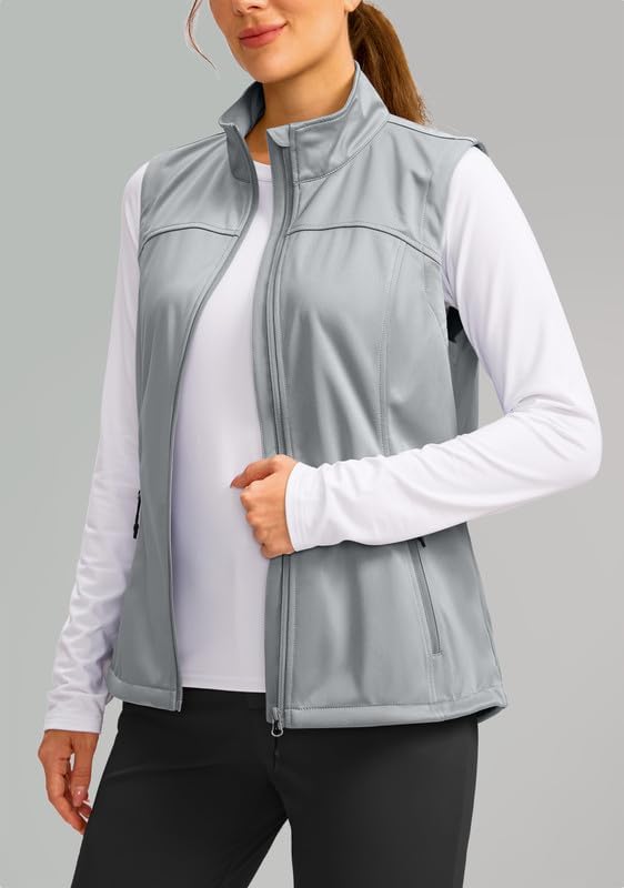 Soothfeel Women's Vest with Zipper Pocekts Lightweight Softshell Sleeveless Jacket Hiking Travel Golf Running Vest for Women - Image 2