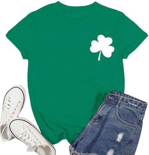 Ascrazy Women St Patricks Day Shirts Lucky Shamrock Paddy's Day T-Shirt Irish Clover Heart Tee Tops