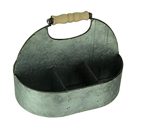 Rustic Galvanized Finish Metal Divided Storage Caddy Cover