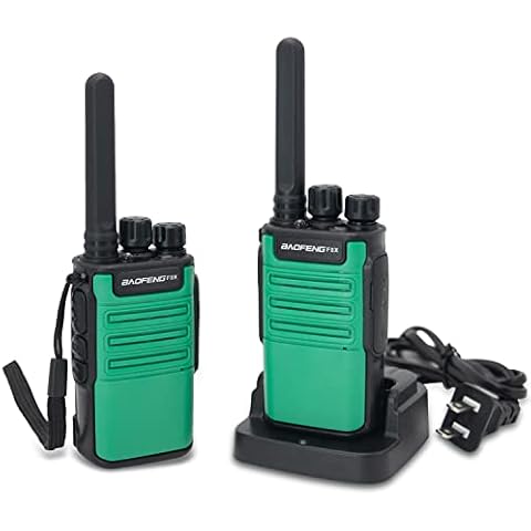 Walkie Talkies Long Range for Adults with Earpieces,16 Channel Walky Talky Rechargeable Handheld Two Way Radios with Flashlight Li-ion Battery and Charger (2 Pack) Green-2 Cover
