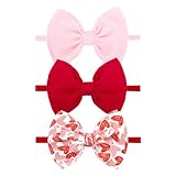 YanJie Valentine's Baby Headbands Red and Pink Bows Newborn Heart Headbands Wide Hairbands Valentines Gift Baby Girl Hair Accessories Infant
