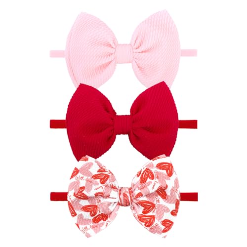 YanJie Valentine's Baby Headbands Red and Pink Bows Newborn Heart Headbands Wide Hairbands Valentines Gift Baby Girl Hair Accessories Infant